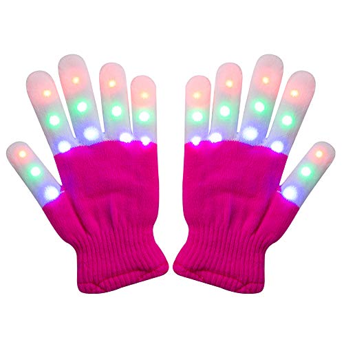 Amazer Led Gloves, Light Up Gloves for Kids and Adult Size,Finger Light
