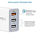 Quick Charge 3.0 Wall Charger, AOLERX 3-Port USB Foldable Plug, for iPad Tablet Phone Quick Charge Travel Adapter Android Fast Charger Compatible with Samsung, LG, HTC, iPhone & More