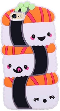 Cute 3D Candy Color Food &amp; Refreshment Design Soft Silicone Back Case Cover for iPhone 7 7G 4.7'' (smile sushi white)