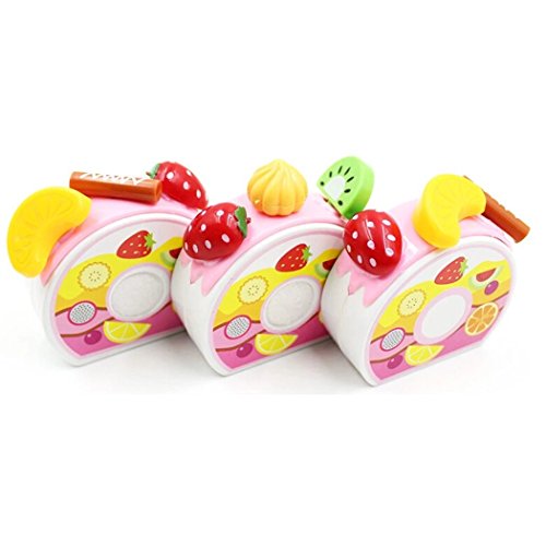 Gearmax® 54pcs Spielzeug Kuchen Schneiden Geschirrset Cutting Toy Pretend Play Kinder-Rollenspiele Küchenspielzeug(Rosa) – Bild 6