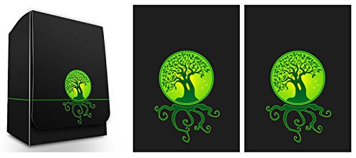 Max-Pro 1 ICONIC ELEMENTAL Leaf Symbol GREEN Forest Deck Box + 100 DOUBLE MATTE Sleeves (fits MTG Mana FORCE OF WILL Pokemon Cards)