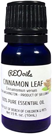 REOoils Cinnamon Leaf Essential Oil from Sri Lanka, Cinnamomun Verum, 10 mL