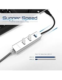 DATARAM   Adaptador de red de 3 puertos USB 3.0 y Gigabit Ethernet, convertidor de concentrador Ethernet RJ45 10 100 1000 Gigabit, compatible con PC, Windows, Mac, unidades flash USB, color plateado