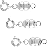 3 PACK Sterling Silver 6 mm Magnetic Clasp Converter for Necklaces Italy, Large size