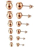 Jstyle Stainless Steel Womens Ball Stud Earrings for Girls Round 3-8mm 6 Pairs a Set 20G