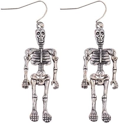 JRui Retro Fashion Punk earring Silver Skeleton Hook earrings jewelry for women（series 2）