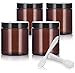 JUVITUS 4 oz Amber Glass Straight Sided Jar with Black Smooth Lid (4 Pack) Empty Storage Containers