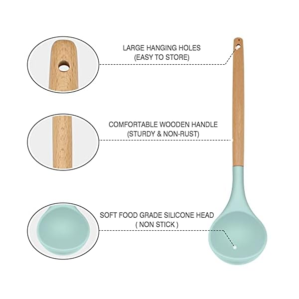 Kitchen-Utensils-Set-9-Pcs-Non-Stick-Silicone-Cooking-Kitchen-Utensils-Spatula-Set-with-Holder-Wooden-Handle-Heat-Resistant-Silicone-Kitchen-Gadgets-Utensil-Set-Green Silicone Kitchen Utensil Set, 9 Pcs Non-Stick Cooking Kitchen Utensils Spatula Set with Holder, Wooden Handle Heat…