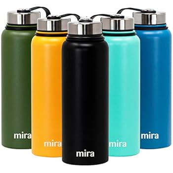 MIRA 40 Oz Stainless Steel Vacuum Insulated Wide Mouth Water Bottle | Thermos Keeps Cold for 24 hours, Hot for 12 hours | Double Walled Powder Coated Travel Flask | Black