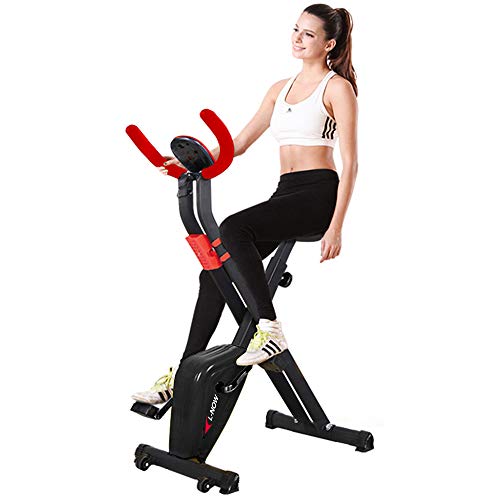 pooboo Foldable Exercise Bike Indoor Cardio Bike with Manual Resistance