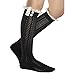 Lace Boot Socks Knee High Socks Ruffled Lace Trim & Buttons Leg Warmers for Boots (Black)