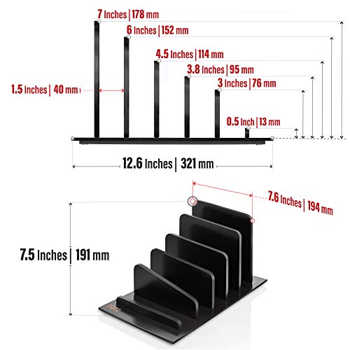 Prosumer's Choice Bamboo 5 Device Tablet Smartphone Rack and Desktop Organizer Holder for File Folders Magazines - Black
