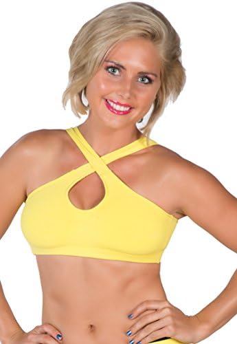 Women Crossed Sports Wear Bra - High Impact Workout Gym Activewear M-L yellow