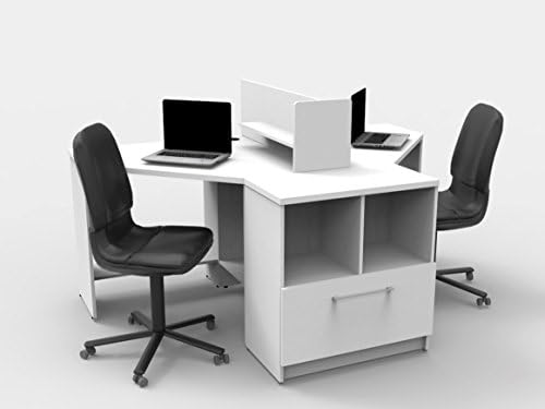 TeamTIMEoffice 4 Piece Corner Desk The KEY Commercial Grade Team Collaboration in Compact Space 2 Desk, Furniture Items Only, 70" L x 30" H x 49" W, Contemporary White