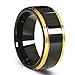 Plated Gold Edges Highly Polished Black Tungsten Carbide Ring 8mm(10)