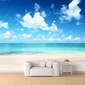 Wall Mural Romantic Beach Removable Wallpaper Wall Sticker for Bedroom Living Room - 66x96 inches