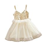 Kids Clothes,NOMENI Kids Girls Princess Sequins Tulle Lace Tutu Slip Dress (1-2 Years, Beige)