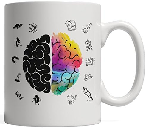 Colorful Brain Science And Art Gift | Right and Left Hemisphere Watercolor Design - A Cool Physics and Math, Music and Painting Mug!