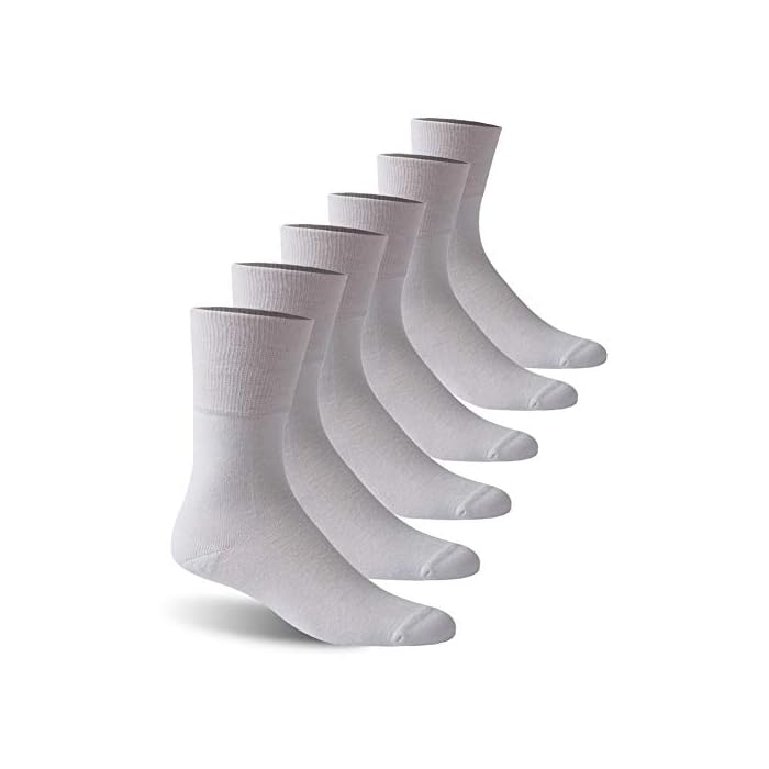 Facool Diabetic Socks for Men Women, Dress Cushioned Crew Cotton Socks with Non-Binding,Loose Top,Seamless Toe 6 Pairs