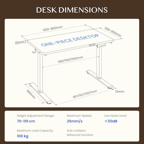 FlexiSpot Höhenverstellbarer Schreibtisch mit 2 Motoren & 25MM einteiliger Tischplatte,ergonomischer Bürotisch - 160 x 80 cm Ahorn, weißes Gestell 3