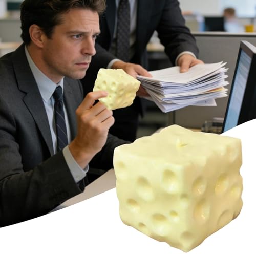 Last Page® 10cm Cheese Squishy Slow Rising, Soft Squishy Cheese Block Squeeze Fidget Toy, Mini Stress Relief Sensory for Adults, Cute Desk Toy Gift (1PCS)