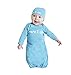 Baby Be Mine Newborn Gown and Hat Set (Newborn 0-3 Months, Aqua Blue Here I Am)