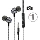 Earbuds Earphones with Selfie, Welmor In-Ear Stereo Bass Headphones Noise Isolating Headsets with Built-in Remote Shutter /Microphone/ Volume Control +Carrying Case+Extra Earbuds(S/M/L) (Black)