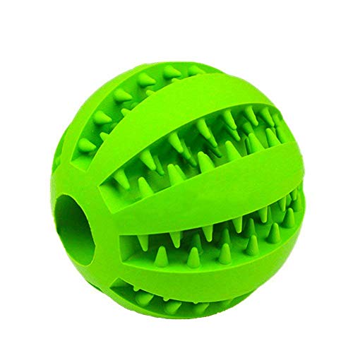 Pet Toy Ball for Dogs, Bite Resistant Soft Rubber Bouncy Ball Treat Ball Dog Toys, Tooth Cleaning Dog Chew Toy (Green) - Thumbnail 4