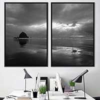 2 Piece Framed Canvas Wall Art Black and White Scenery Canvas Prints Home Artwork Decoration for Living Room,Bedroom - 16