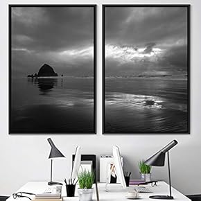 signwin 2 Piece Framed Canvas Wall Art Black...