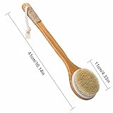 VASLON Bath Body Brush Boar Bristles Exfoliating Body Massager with Long Wooden Handle Back Brush Shower Brush VASLON