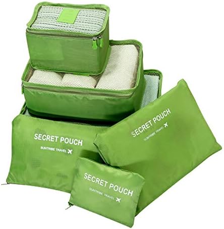 Packing Cubes for Travel Carry On Luggage Organizers with Laundry Bag - 6 Set(Green)