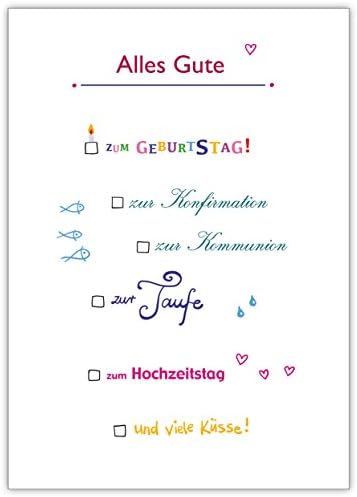 Lustige Ankreuz Karte Alles Gute Zum Geburtstag Zur Konfirmation Zur Kommunion Zur Taufe Zum Hochzeitstag Und Viele Kusse Edle Gratulationskarte Zum Geburtstag Mit Umschlag Fur Freunde Familie Amazon De Burobedarf