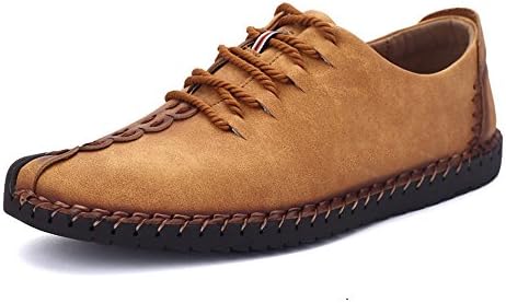 Haustudo Men British Style Retro Stitching Lace Up Cap-Toe Casual Shoes (11 US, Taupe)