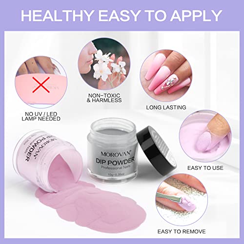 Morovan Dip Powder Nail Kit 8 Colors Nail Dipping Powder Starter Kit