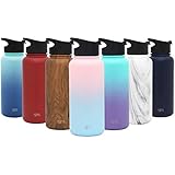 Simple Modern 14 oz Summit Water Bottle - Stainless Steel Metal Flask +2 Lids - Wide Mouth Double Wall Vacuum Insulated Leakproof Thermos Ombre: Sweet Taffy