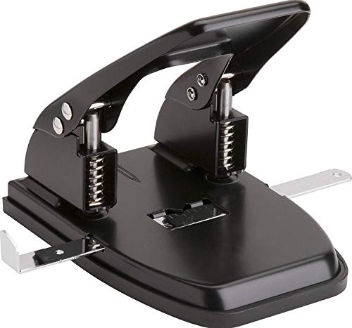 Hanghs Double Hole Puncher, 30 Sheet Punch Capacity, Low Force, Black