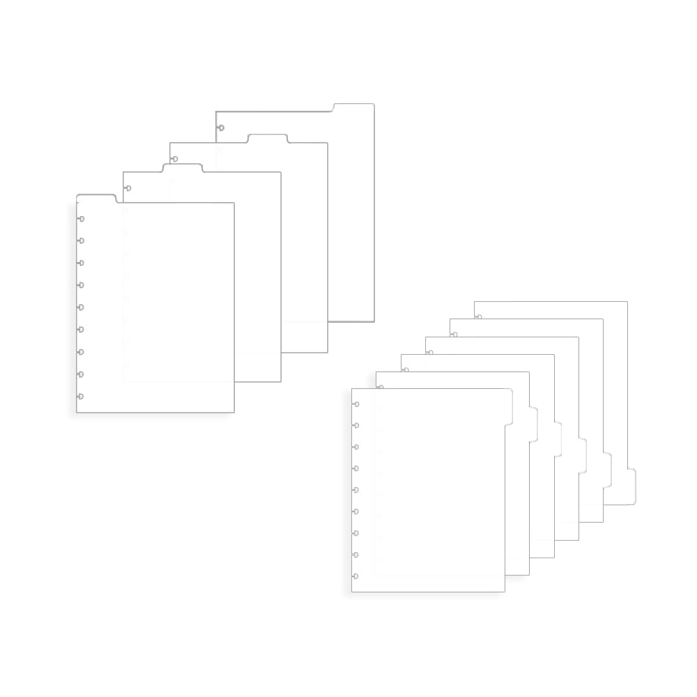 Photo 1 of 2 Set Discbound Divider 7x9.25'' Plastic 9 Disc Index Dividers Blank Side 6-Tab and Top 4-Tab Planner Inserts 10 Sheets Classic Size Frosted PP Discbound Notebook Dividers