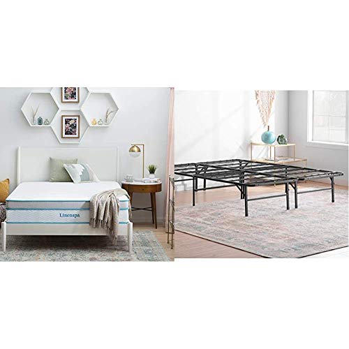 Linenspa 12” Memory Foam and Innerspring Hybrid Mattress + 14” Black