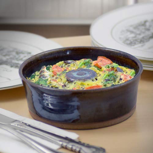 American Made Stoneware Pottery Microwave Omelette Egg Cooker (Midnight Blue - Double Size)