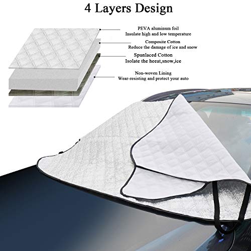 Windshield Snow Cover - Car Snow Cover,Windshield Ice Cover,Car Windshield Cover Waterproof Frost Cover Snow Ice Removal Winter Protector Cotton Thicker Snow Cover Fit for Most Vehicles