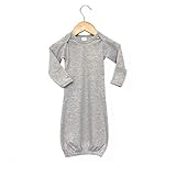 Laughing Giraffe Unisex Long Sleeve Baby Sleeper Gown with Mitten Cuffs (0 - 6 Months, Heather Grey)