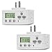 TOPGREENER TGT02 2 Pack Heavy Duty 7 Day Programmable Plug-in Digital Timer, LCD Electrical Grounded Outlet, Indoor | Random and Daylight Savings Light Timer Switch, UL Listed | 120V, 15A, 1800W