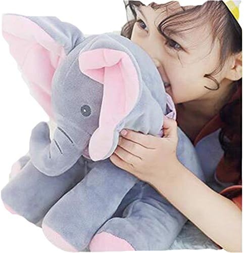 Plush Elephant Elephant Electric Blinking With Concert Singing Gray Plus Red English Version Elephant