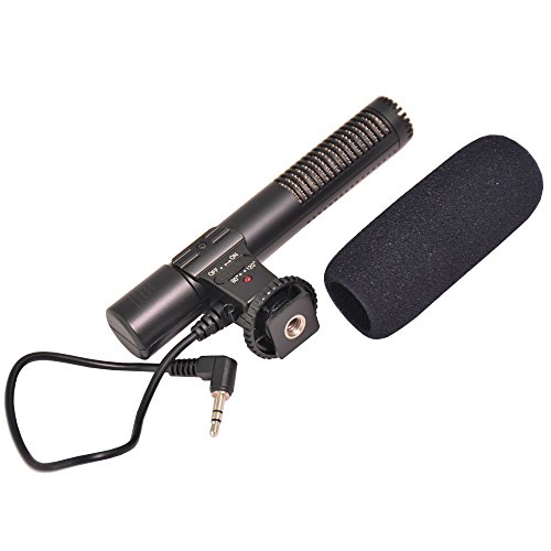 Riqiorod Camera Microphone Mic-01 3.5mm Digital Video on-Camera Recording Microphone for D-SLR Camera Canon EOS Rebel T6i Sony A7R Panasonic Olympus, Black - Thumbnail 3