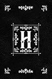 Scandinavian Design Floral Monogram Daily Journal Notebook - Letter H: Decorative Letter on Black Le by Spring Hill Stationery