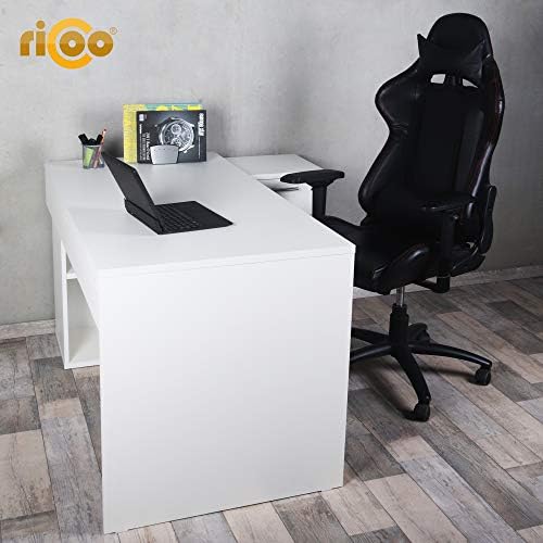 RICOO WM083-WM Escritorio esquinero Blanco Mate Mesa Ordenador Esquina