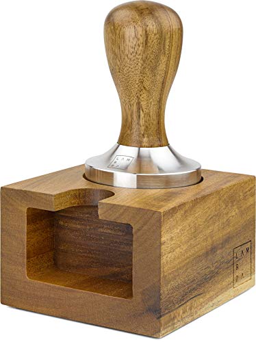 Lambda Coffee Espresso Tamper 58mm & Tamperstation für Barista Set aus Akazienholz I Espresso Stempel aus Edelstahl und…