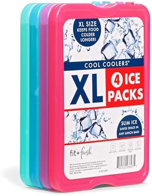 Fit Fresh Cool Coolers by Pack XL Slim Ice Packs, Quick Freeze