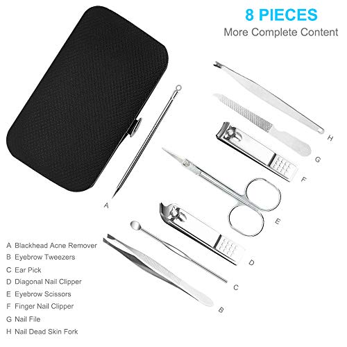 8 PCS Premium Manicure Set, AULLUA Nail Clippers, Professional Grooming Gift Kit, Pedicure Kit, Stainless Steel Facial… - Image 3